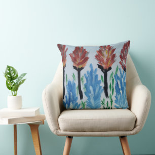 Watercolor Flower Painting Colourful Cushion
