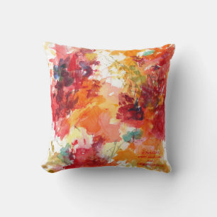 Watercolor Flower Painting Red Orange Floral Fall Cushion