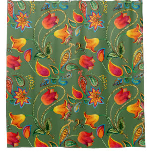 Watercolor flower paisley pattern shower curtain