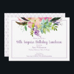 Watercolor Flower Pattern 90th Surprise Birthday Invitation<br><div class="desc">This watercolor floral invitation is perfect for your special celebration. This design features a white background accented with a boho floral and succulent arrangement with custom typography. The reverse side features a fun triangle pattern. You may remove the pattern if you desire. Add your party information to complete the look....</div>