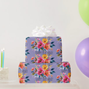 Watercolor Flower Pattern Modern Bright Floral Wrapping Paper