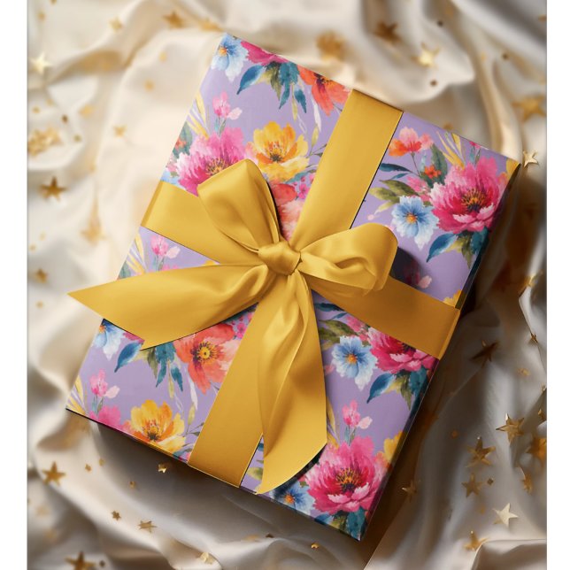 Watercolor Flower Pattern | Modern Bright Floral  Wrapping Paper (Creator Uploaded)