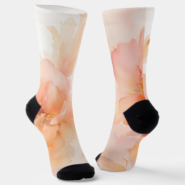 Watercolor Flower Pattern Socks (Angled)