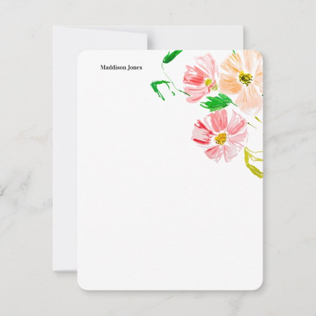 Watercolor flower personalised card (Front)