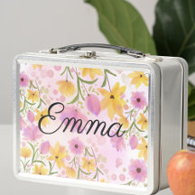 Watercolor Flower Personalised Metal Lunchbox