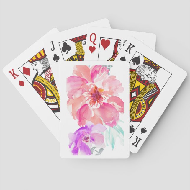 Watercolor Flower Playing Cards (Back)