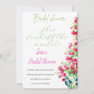 Watercolor Flower Pot Bridal Shower Garden Party Invitation