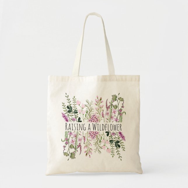 Watercolor Flower Raising Wildflower Girl Mum Gift Tote Bag (Front)