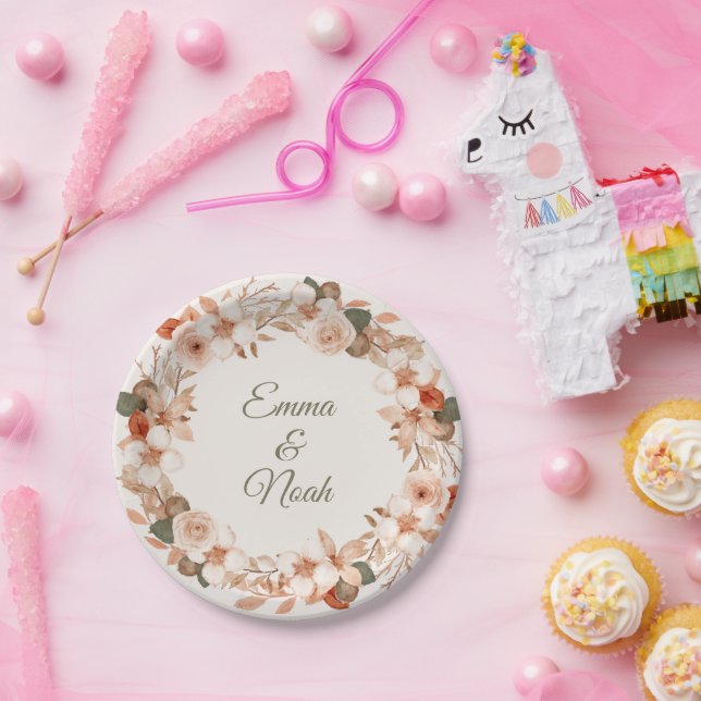 Watercolor Flower Round Dinner Plate (Party)