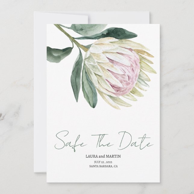 Watercolor flower rustic safe The date Invitation (Front)