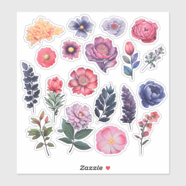 Watercolor Flower Scrapbook Stationery (Sheet)