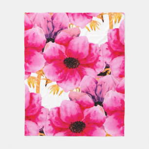 Watercolor flower seamless pattern background,beau fleece blanket