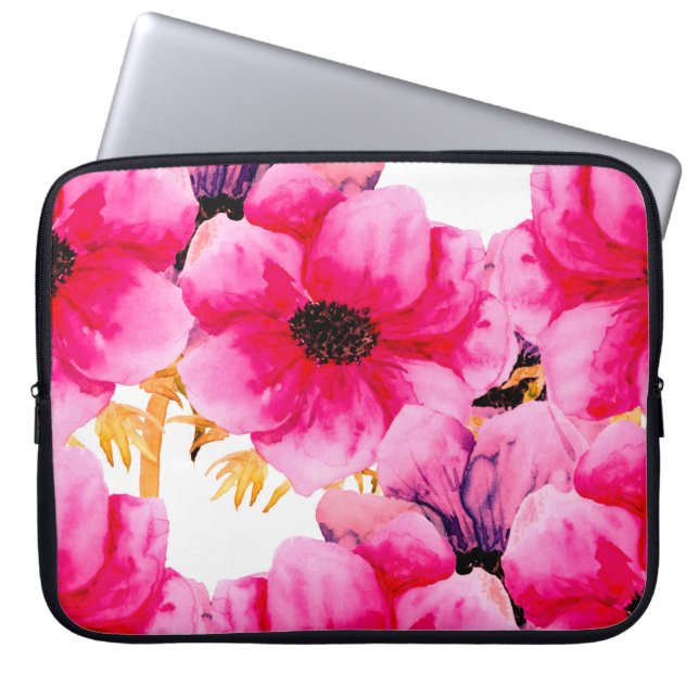 Watercolor flower seamless pattern background,beau laptop sleeve (Front)