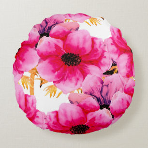 Watercolor flower seamless pattern background,beau round cushion