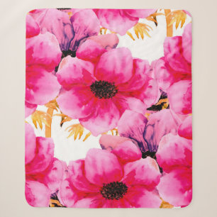 Watercolor flower seamless pattern background,beau sherpa blanket
