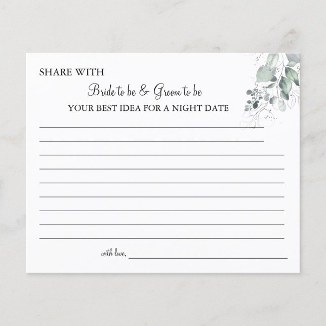 Watercolor Flower share a date night idea card (Front)