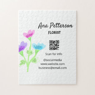 Watercolor flower shop business add name florist q jigsaw puzzle