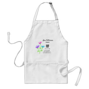 Watercolor flower shop business add name florist q standard apron
