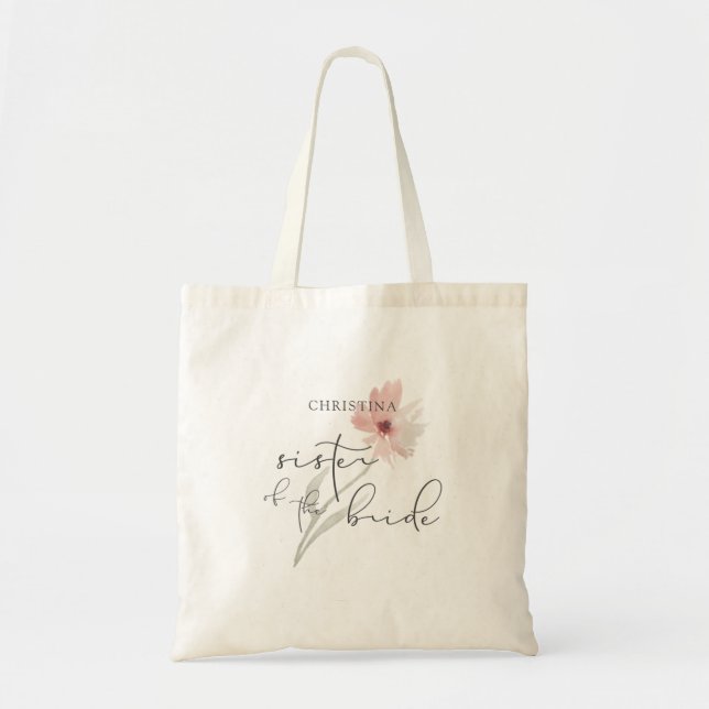 Watercolor Flower Sister of the Bride Personalised Tote Bag (Front)