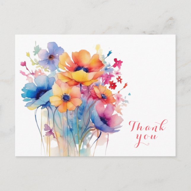 Watercolor Flower thank you  Postcard (Front)