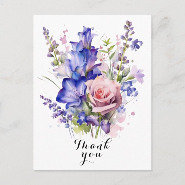 Watercolor Flower thank you  Postcard (Front)