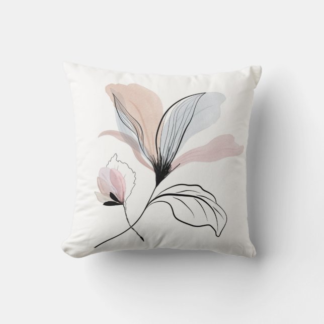 Watercolor Flower Throw Pillow (Front)