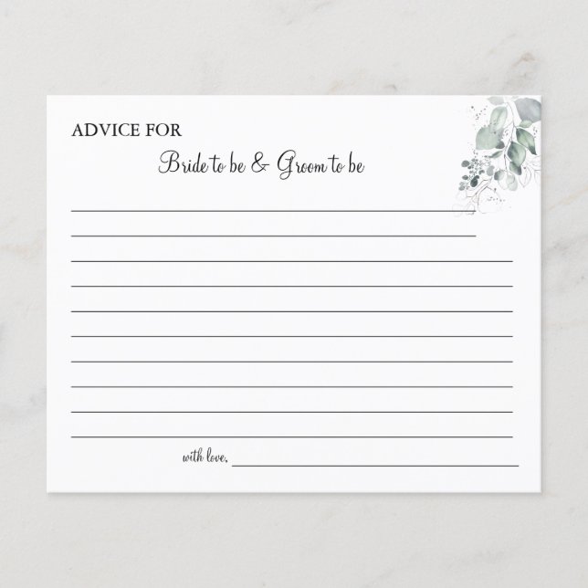 Watercolor Flower Wedding Advice card shower (Front)