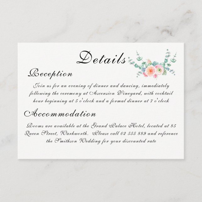 Watercolor Flower Wedding Enclosure Card (Front)