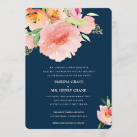 watercolor flower wedding invitation •  MARINA