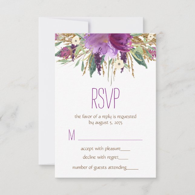 Watercolor Flower Wedding RSVP (Front)