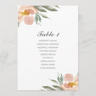 Watercolor Flower Wedding Seating Table Plan Invitation
