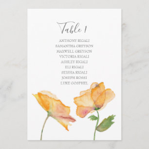 Watercolor Flower Wedding Seating Table Plan Invitation