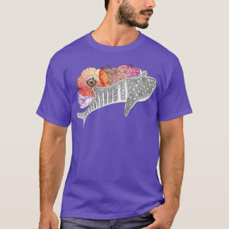 Watercolor Flower Whale Shark T-Shirt