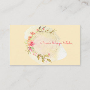 Watercolor Flower Wreath Business Card