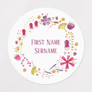 Watercolor Flower Wreath Custom Name