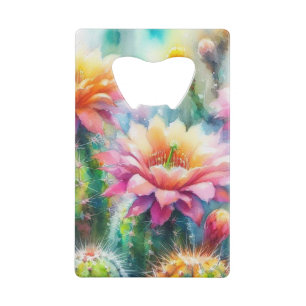 Watercolor Flowering Succulent Cacti