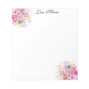 Watercolor Flowers 01 Personalised Notepad