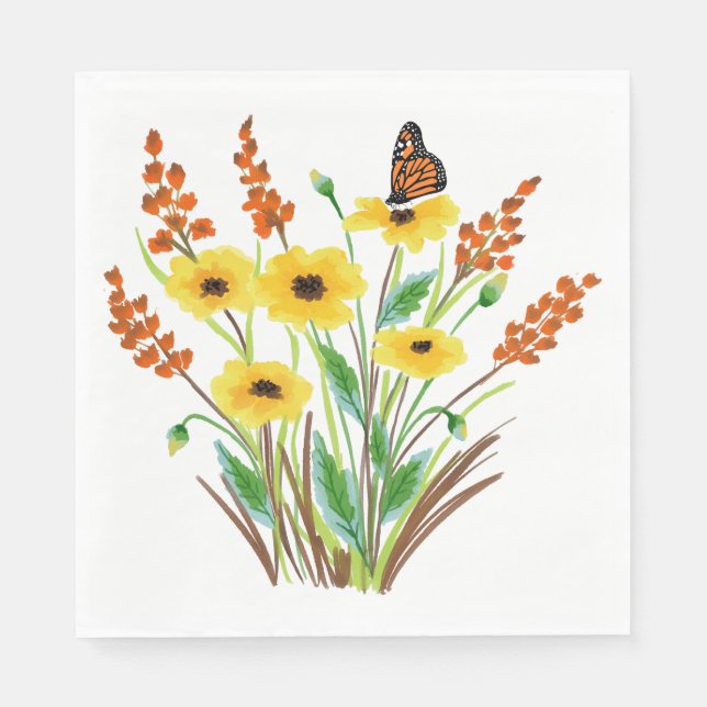 Watercolor Flowers 07  Luncheon Paper Napkins (Front)