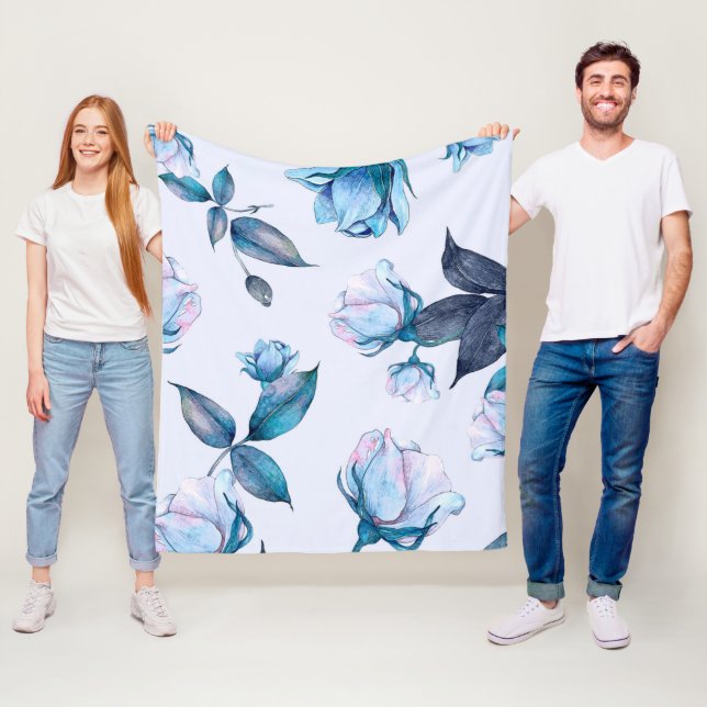 Watercolor Flowers 10 Fleece Blanket (In Situ)