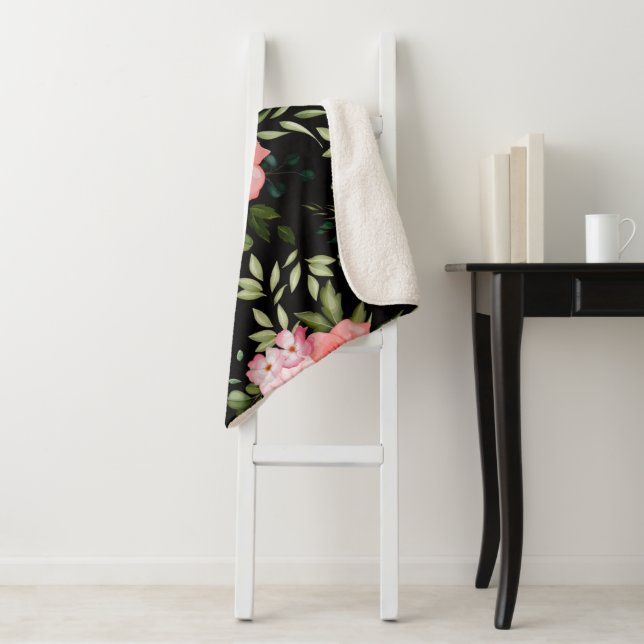 Watercolor Flowers 25 Sherpa Blanket (In Situ)