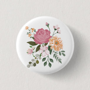 Watercolor flowers 3 cm round badge