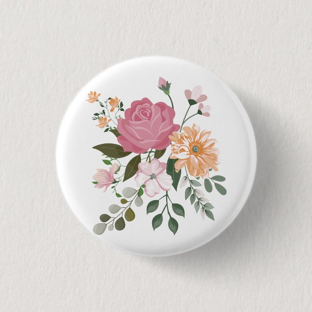 Watercolor flowers  3 cm round badge (Front)