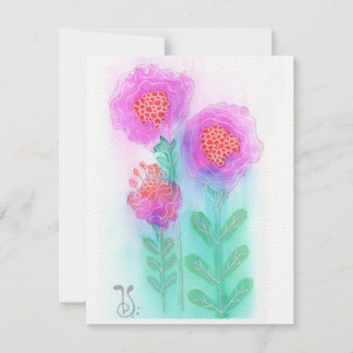 Watercolor Flowers-6 (4.25”x5.5”)  Flat Note Card