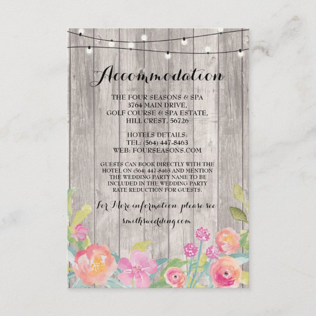 Watercolor Flowers Accommodation Wedding Invite (Front)