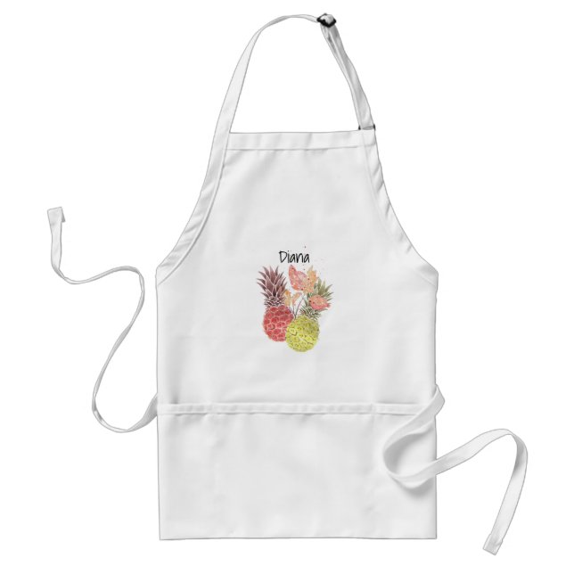 Watercolor, flowers. adult apron (Front)