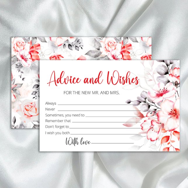 Watercolor Flowers Advice and Wishes Bridal Shower Stationery (Creator Uploaded)