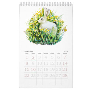 Watercolor flowers and animals Calendar