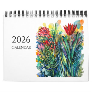 Watercolor flowers and animals Calendar