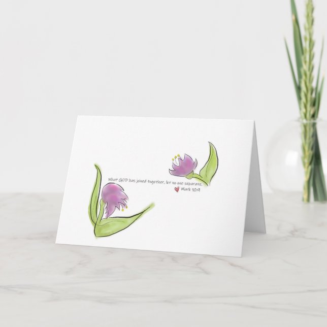 Watercolor Flowers and Bible Verse Engagement Card (Front)