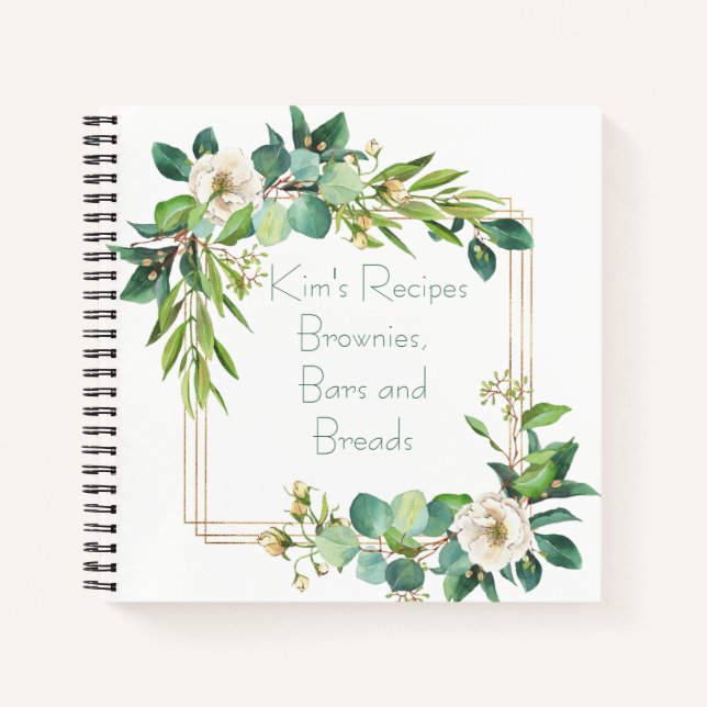 Watercolor Flowers and Foliage Recipe Organiser Notebook (Front)